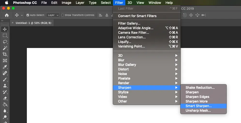 How to Use the Smart Sharpen Tool in Photoshop? 2 Step 2. Select the Smart Sharpen Tool