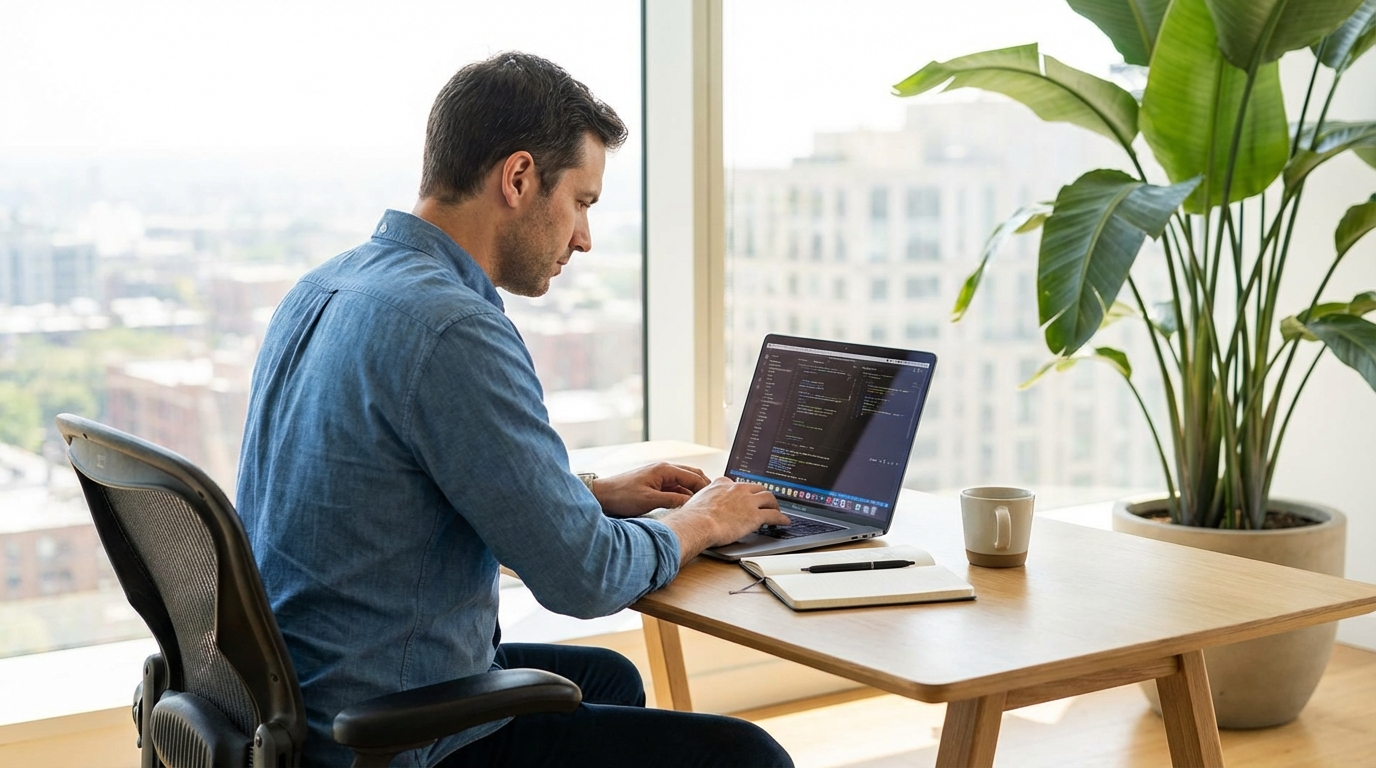 Guia Hospedagem Sites professional working on 